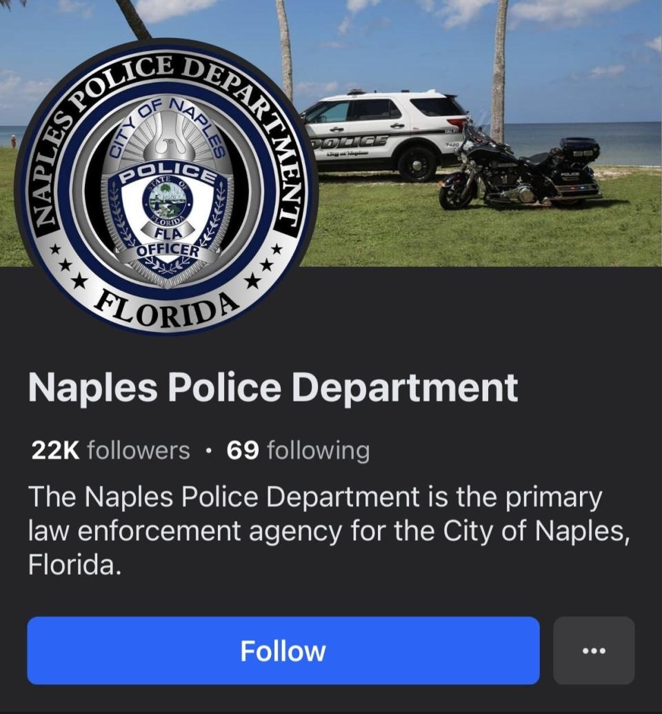Screenshot of the Naples PD Facebook page