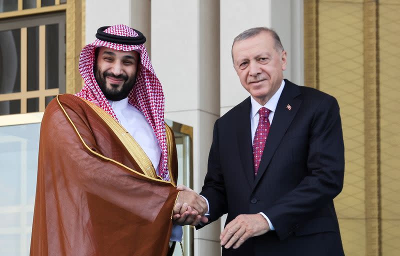 Turkish President Erdogan and Saudi Crown Prince Mohammed bin Salman meet in Ankara