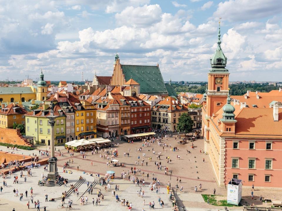 Aerial view of Warsaw historical old town, Poland - stock photo