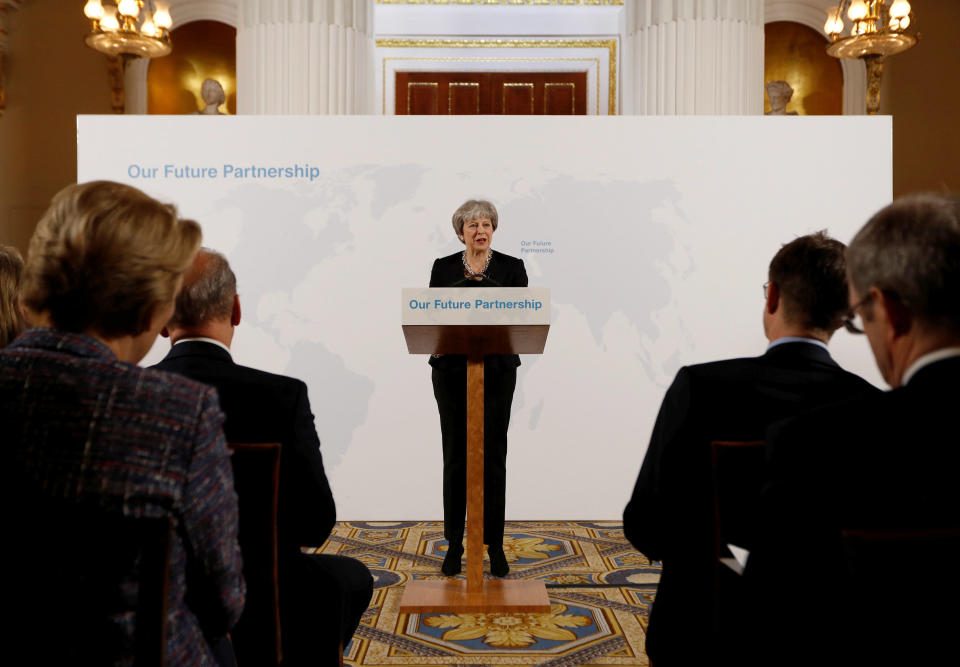 Prime Minister Theresa May set out her plan to leave the customs union in a speech at Mansion House (Getty)
