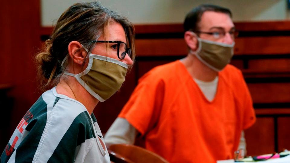 PHOTO: Jennifer and James Crumbley, the parents of Ethan Crumbley, appear in court, Feb. 8, 2022, in Rochester Hills, Mich. (Paul Sancya/AP, FILE)