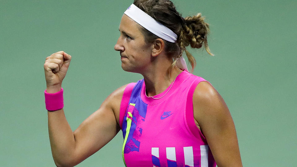 Victoria Azarenka, pictured here celebrating during her win over Serena Williams.