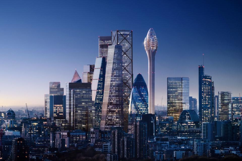 The 1,000ft building was pitched to sit alongside the Gherkin and be the tallest in the City (© DBOX for Foster + Partners)