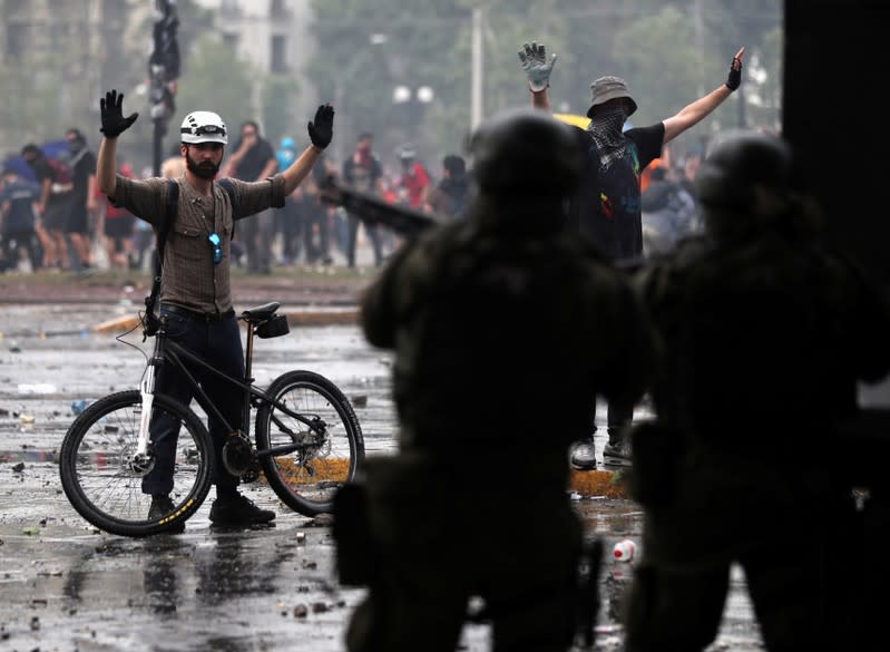 Protest against Chile's state economic model in Santiago