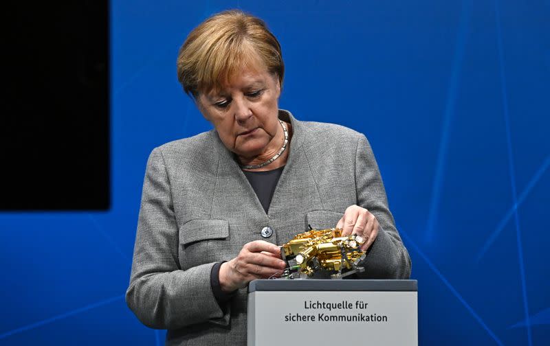 German Chancellor Angela Merkel participates in the Digital Summit 2020 at the Chancellery in Berlin