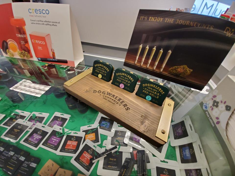 A look at some of the products available for purchase at NuMed Urbana, one of the many medical marijuana dispensaries that began selling legal recreational marijuana in Illinois at the start of 2020.
