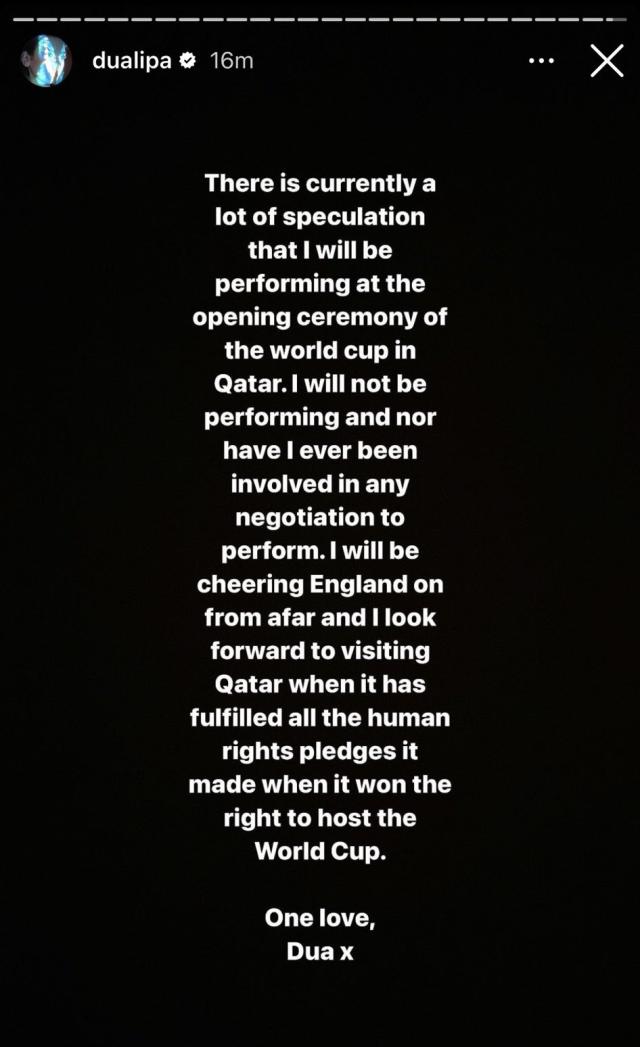 Dua Lipa: Singer denies she is performing at Qatar World Cup - BBC