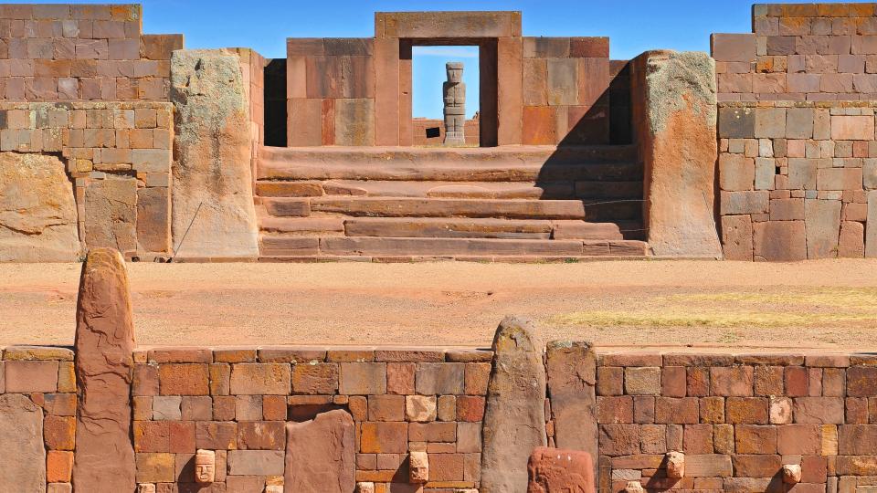 Temple Kalasasaya, an important pre-Columbian Archaeological Site in Tiwanaku, Bolivia.