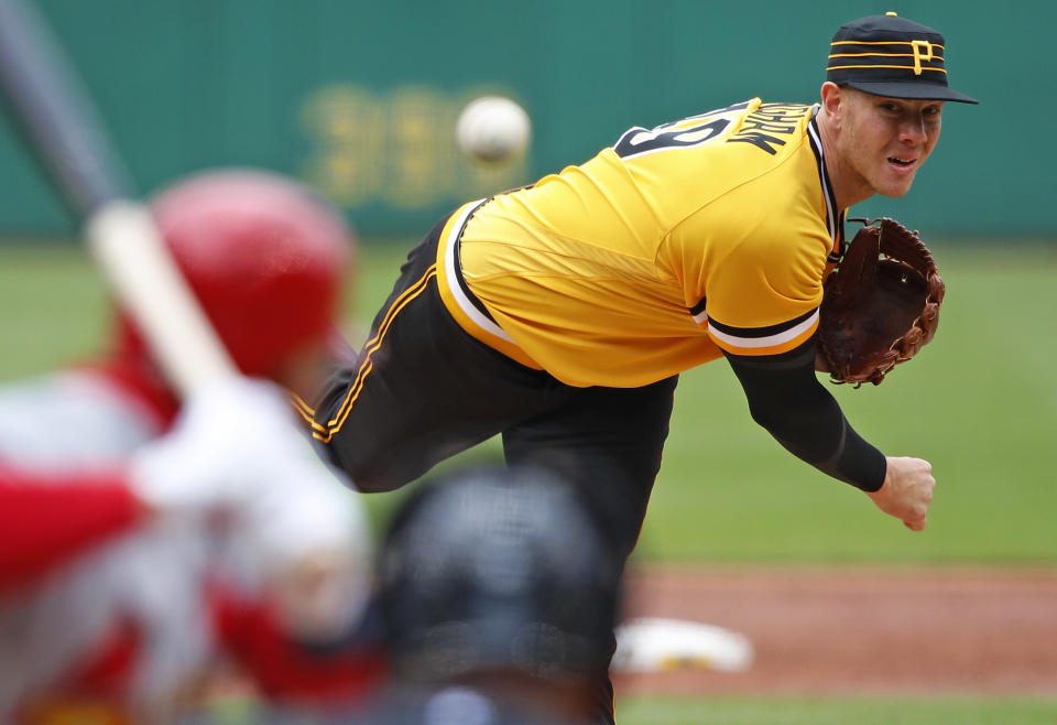 Nick Kingham retired the first 20 batters he faced in his major-league debut. (AP Photo)