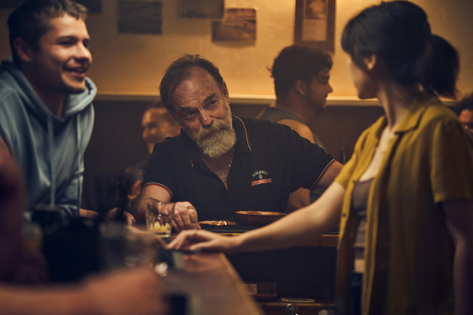 Hugo Weaving and Jessica Henwick in 'The Royal Hotel,' directed by Kitty Green.