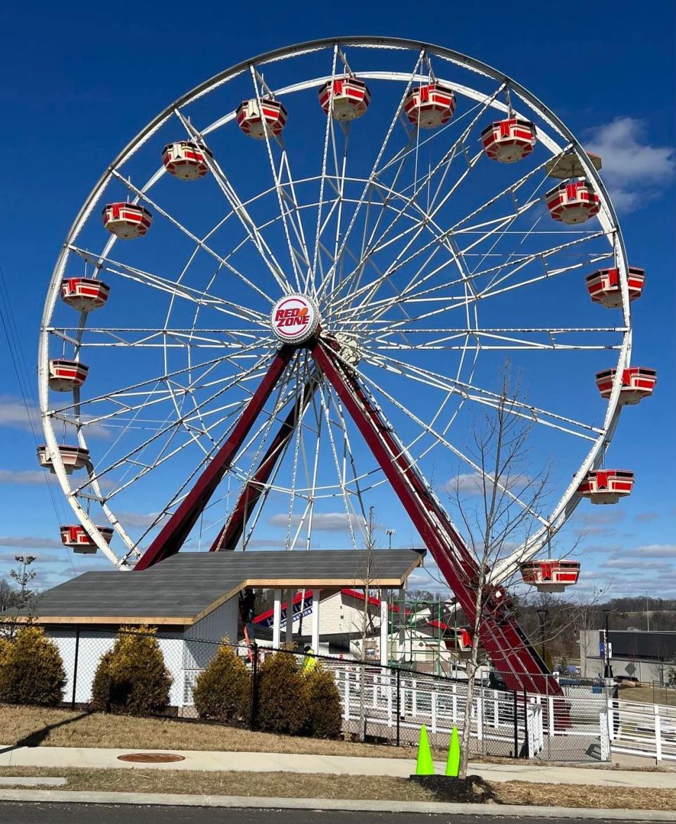 The "Red Zone," a Ferris wheel-style ride, opened recently at Play-Action Plaza at the Hall of Fame Village in Canton. The wheel is among the recent additions and openings at the entertainment campus and development, including Don Shula's All American Kitchen.