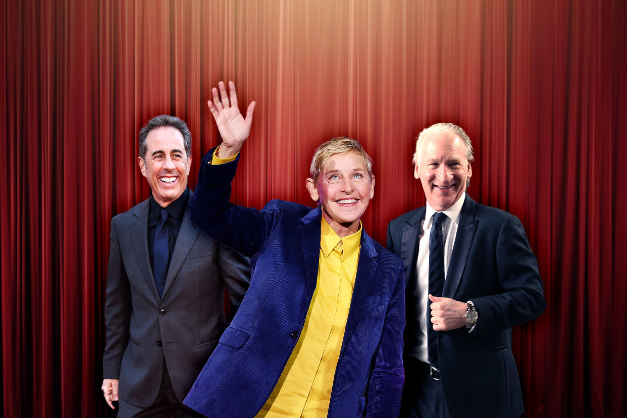Jerry Seinfeld, Ellen DeGeneres and Bill Maher Photo illustration by Salon/Getty Images