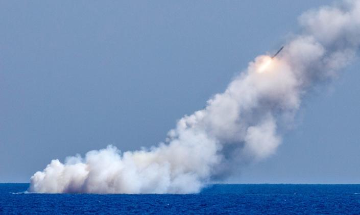 Russian submarine launching Kalibr cruise missile