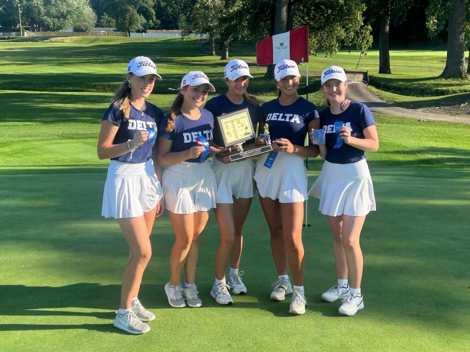 Delta won the Delaware County girls golf tournament with a score of 375 at the Muncie Elks Golf Club on Saturday, August 12, 2023.