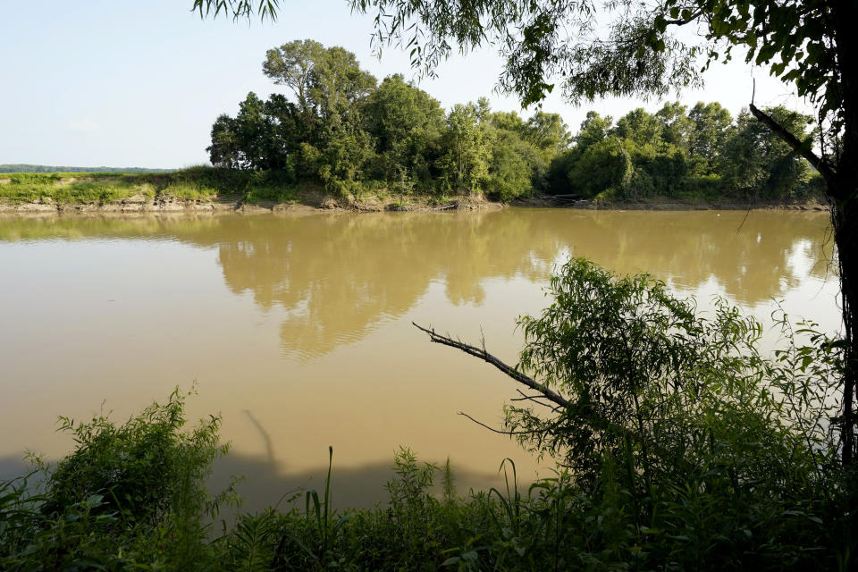 Graball Landing, the spot where Emmett Till's body was pulled from the Tallahatchie River just outside of Glendora, Miss., is photographed Monday, July 24, 2023. President Joe Biden is expected to create a national monument honoring Till, the Black teenager from Chicago who was abducted, tortured and killed in 1955 after he was accused of whistling at a white woman in Mississippi, and his mother Mamie Till-Mobley. Altogether, the Till national monument will include 5.7 acres of land and two historic buildings. The Mississippi sites are Graball Landing and the Tallahatchie County Second District Courthouse, where Emmett’s killers were tried. (AP Photo/Rogelio V. Solis)
