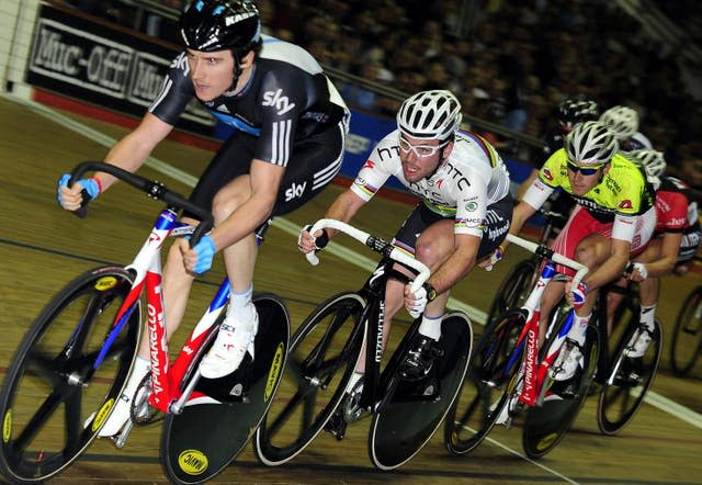 Geraint Thomas (left) and Mark Cavendish, wearing his rainbow jersey