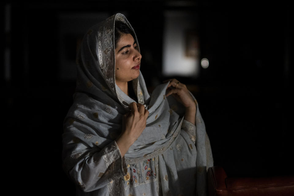 2014 Nobel Peace Prize winner Malala Yousafzai poses for a photograph following an interview with the Associated Press in Johannesburg, South Africa, Tuesday, Dec. 5, 2023. Yousafzai urged the world to recognize the "gender apartheid" against women and girls in Afghanistan under the Taliban and called for collective and urgent action (AP Photo/Jerome Delay)