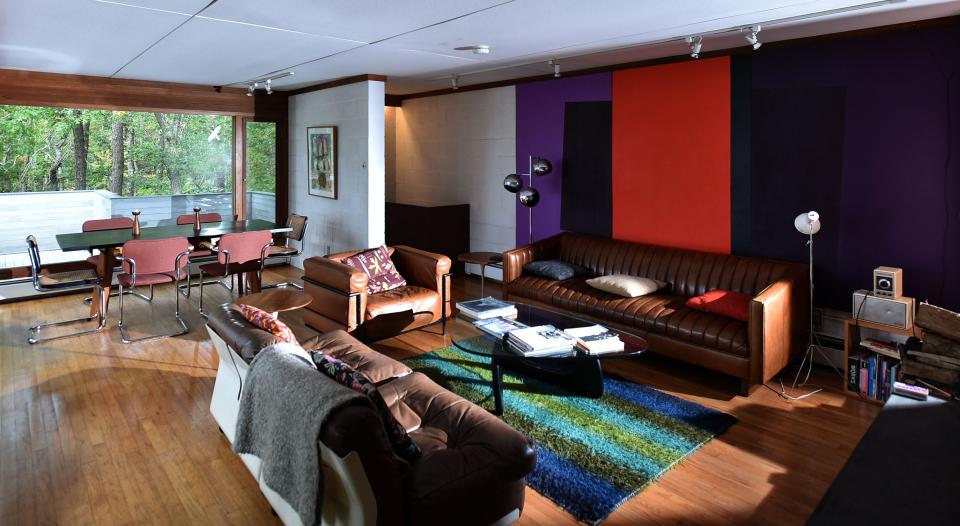 The living room at the Kugel/Gips house in the woods off Long Pond Road in Wellfleet.