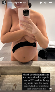 Chrissy Teigen Nude Baby Bump