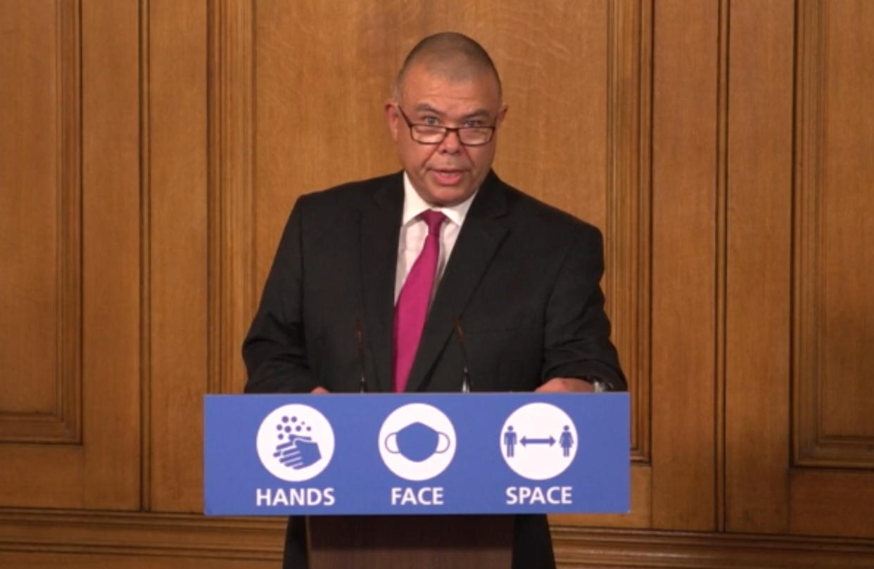 Screen grab of Deputy Chief Medical officer Jonathan Van-Tam during a media briefing in Downing Street, London, on coronavirus (COVID-19). (Photo by PA Video/PA Images via Getty Images)