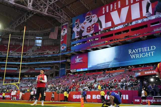 GLENDALE, AZ - FEBRUARY 12: The FOX NFL Skycam hovers over the