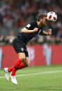 <p>Josip Pivaric of Croatia heads the ball during the 2018 FIFA World Cup Russia Semi Final match between England and Croatia at Luzhniki Stadium on July 11, 2018 in Moscow, Russia. (Photo by Ryan Pierse/Getty Images) </p>