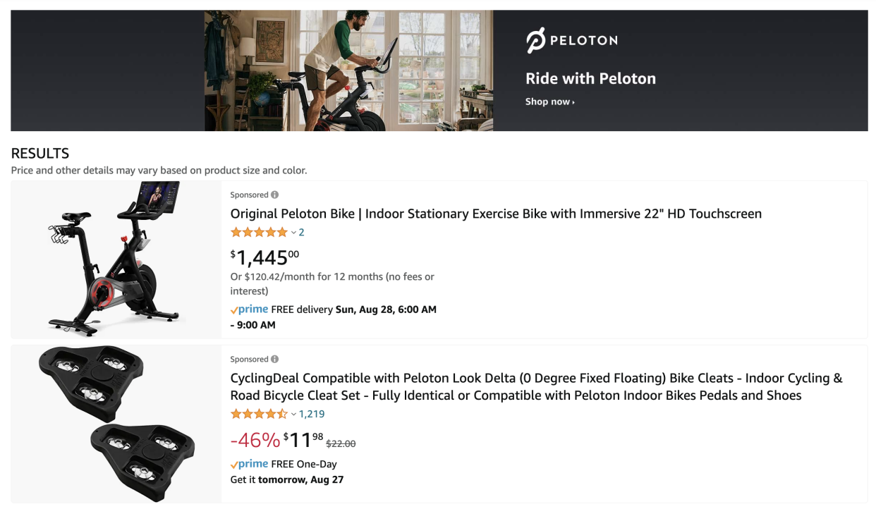 Peloton bikes are now available on Amazon. (Photo: Amazon)