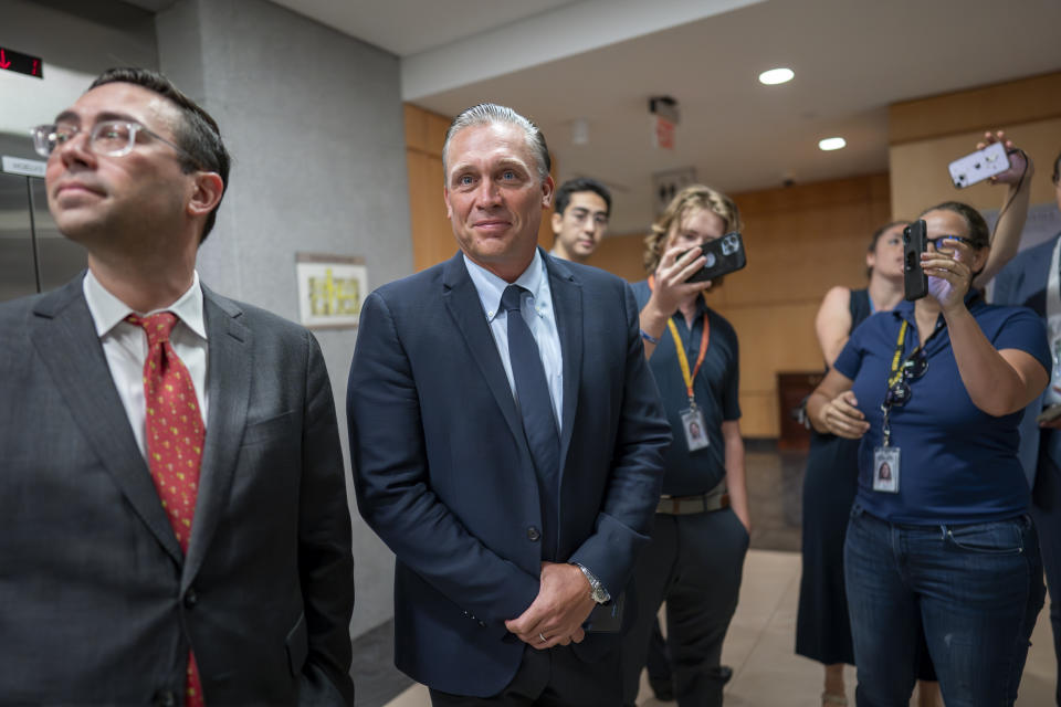 Devon Archer, Hunter Biden's former business partner, arrives on Capitol Hill to give closed-door testimony to the House Oversight Committee in the Republican-led investigations into President Joe Biden's son, in Washington, Monday, July 31, 2023. (AP Photo/J. Scott Applewhite)