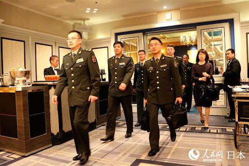 日本與中國校級軍官訪問交流活動。圖為新冠疫情前中國軍官訪問日本時照片。   圖：翻攝人民網