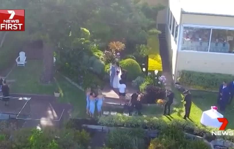 Cooper Cronk and Tara Rushton lock lips at their wedding. Source: Channel Seven