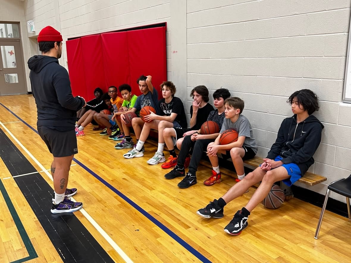 Mohamad Bsat — a volunteer coach of an under 14 recreational basketball team with the Steel Town Athletic Club — requested 15 copies of the book Do Hard Things by Steve Magness, and assigned them to the members of his basketball team as part of their off-court development. (Submitted by Mohamad Bsat - image credit)