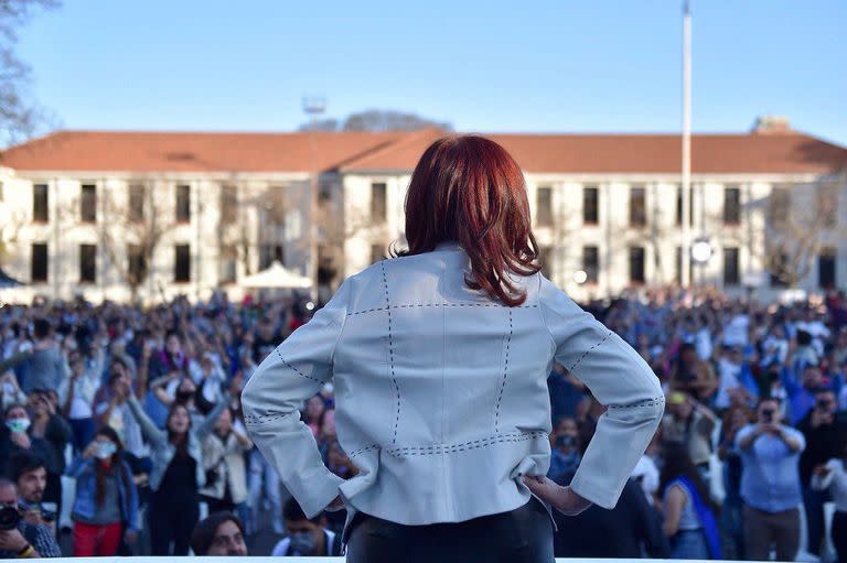 Cristina Kirchner, en el encuentro de la semana pasada con las juventudes de La Cámpora, en donde funcionó la ESMA