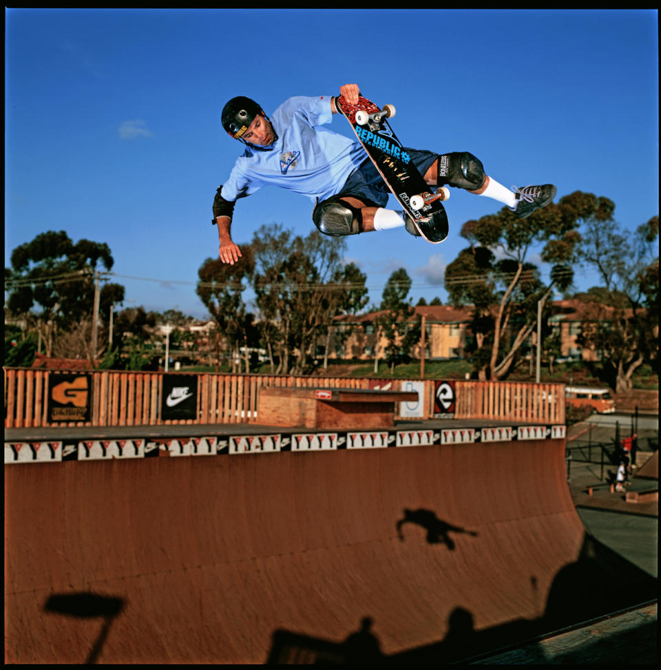 A man on a skate ramp