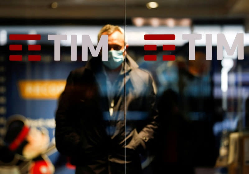 FILE PHOTO: The Tim logo is seen at its headquarters