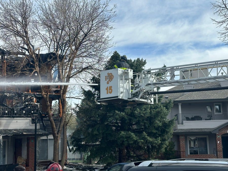 A 2-alarm fire broke out at a multifamily apartment building near Mississippi Avenue and Valentia Street in Denver on April 6, 2024.