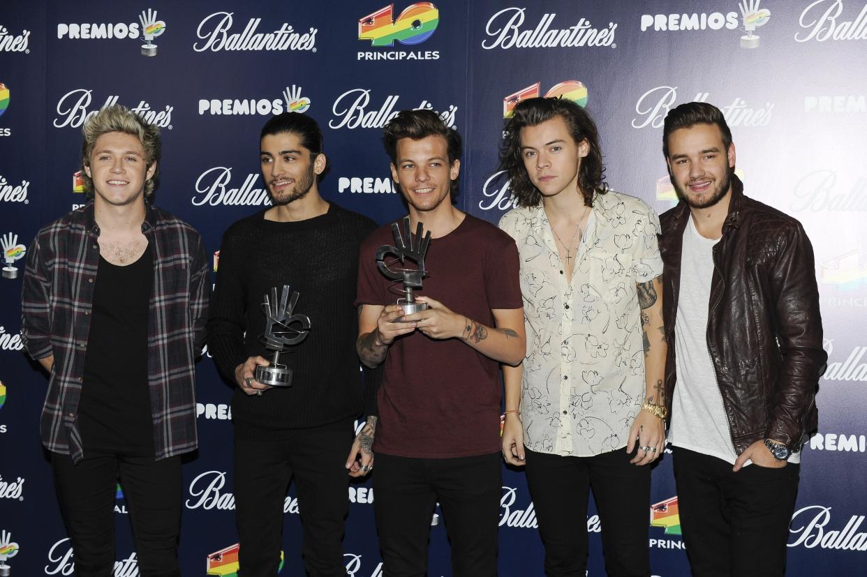 Niall Horan, Zayn Malik, Louis Tomlinson, Harry Styles and Liam Payne of One Direction attend the '40 Principales' awards 2014 ceremony  on December 12, 2014 in Madrid, Spain.  (Photo by Europa Press/Europa Press via Getty Images)