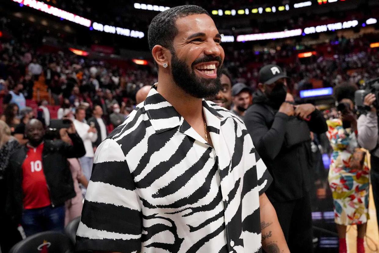 Drake at an NBA game on January 14, 2022 in Miami, Florida.