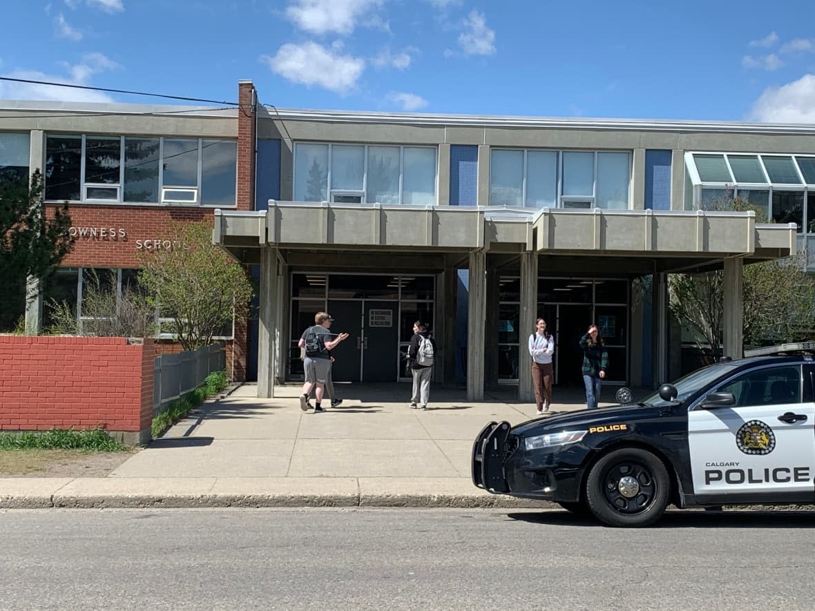 Police arrested a student at Bowness High School on May 18 for allegedly bringing in a gun, but school administration has still not provided students and families with information about the incident. (Mike Symington/CBC - image credit)