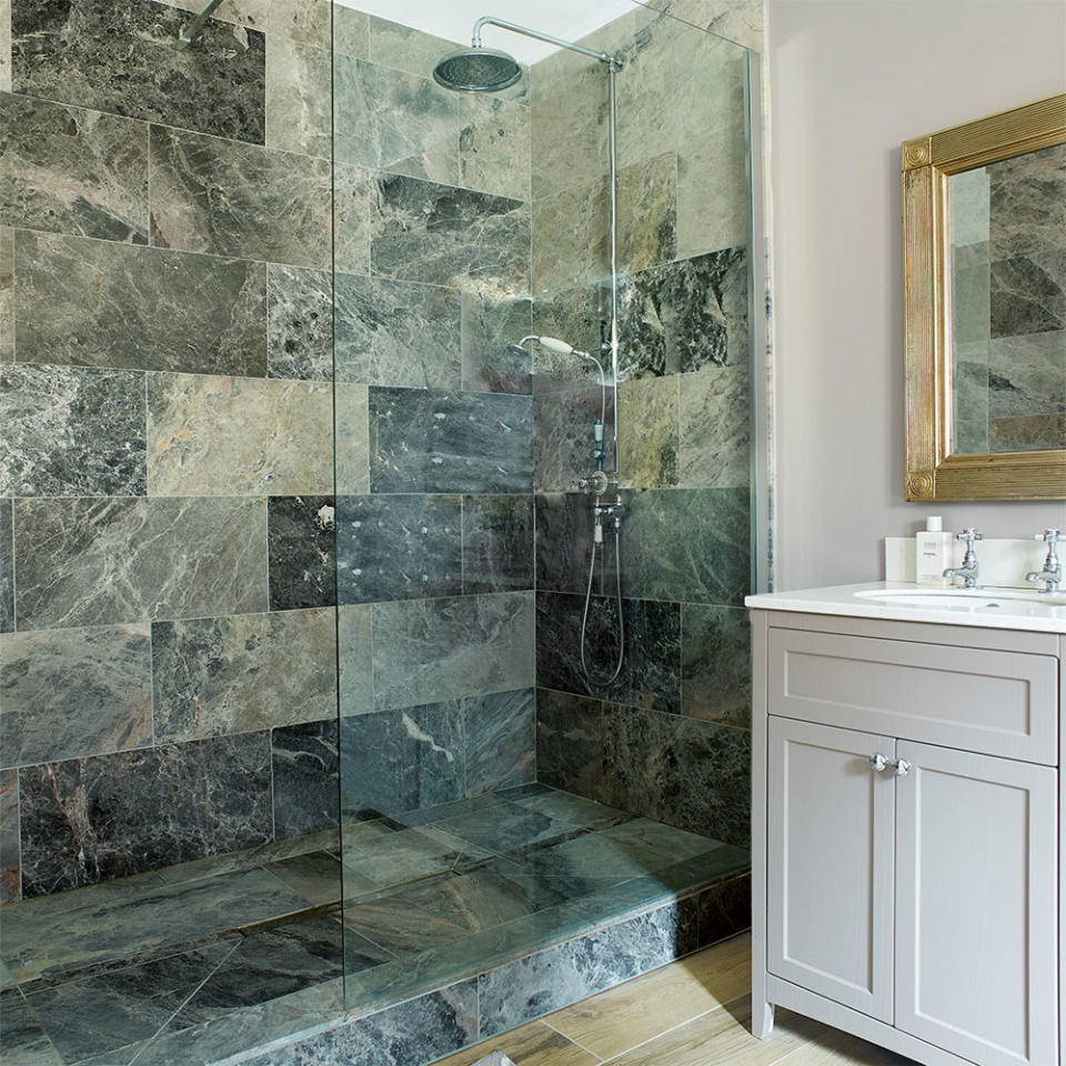 Recreate a spa interior with marble