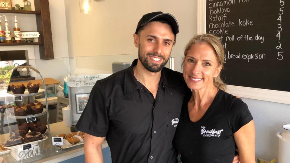 10/27/2020_This month, The Breakfast Company opened its second location at 8491 Cooper Creek Blvd., unit 107 in University Town Center. Shown above are the mother-and-son team of Terri and Dimitri Syros