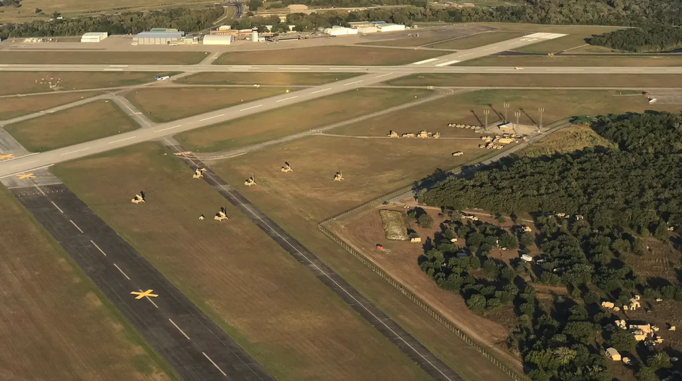 A look at a Patriot battery arranged at an airport in Texas during a training exercise. (Reader submission)