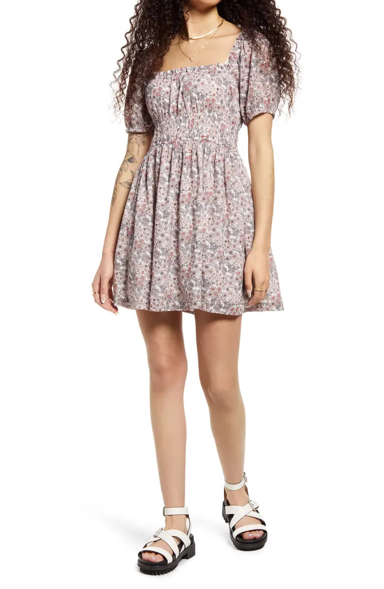 Shirred Puff Sleeve Cotton Prairie Dress. Image via Nordstrom.