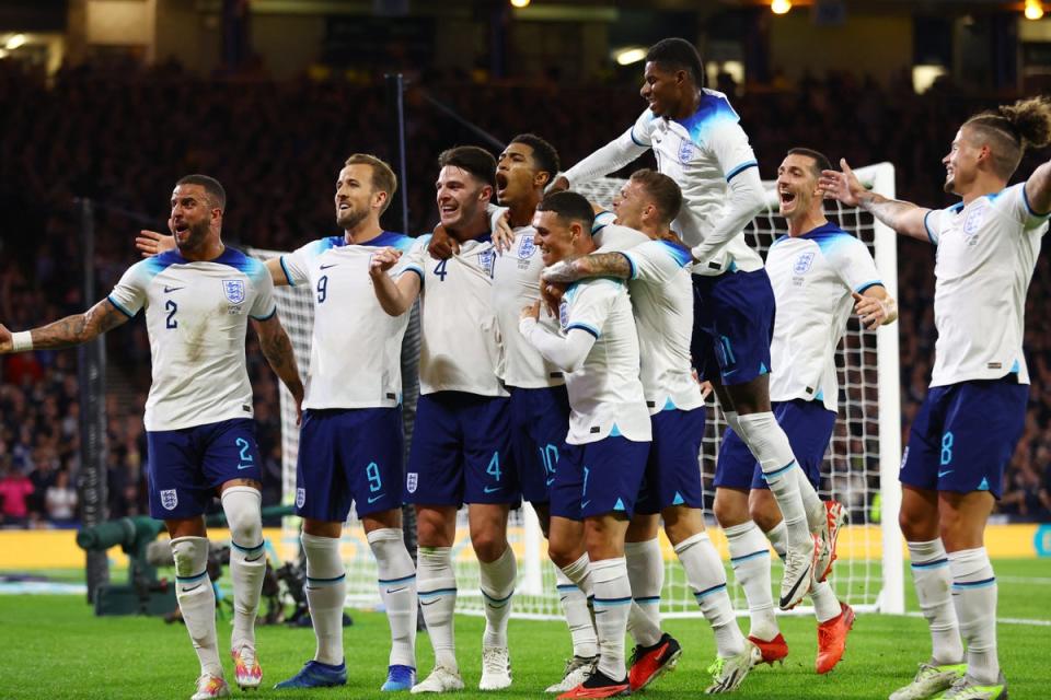 Excellent England: The Three Lions mostly dominated Tuesday’s friendly showdown at Hampden Park  (REUTERS)