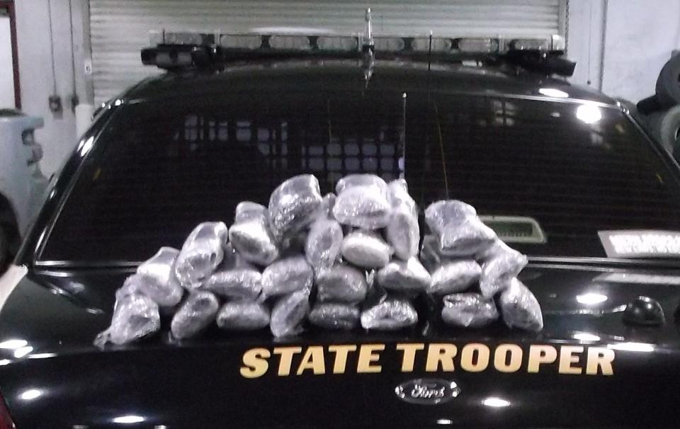 Twenty-nine pounds of crystal meth seized by a Tennessee Highway Patrol trooper on Interstate 40 in Knox County is shown on Feb. 1, 2016. Juan Munoz, 48, of Dallas was arrested and charged with felony possession of a Schedule II drug with the intent to sell and deliver.