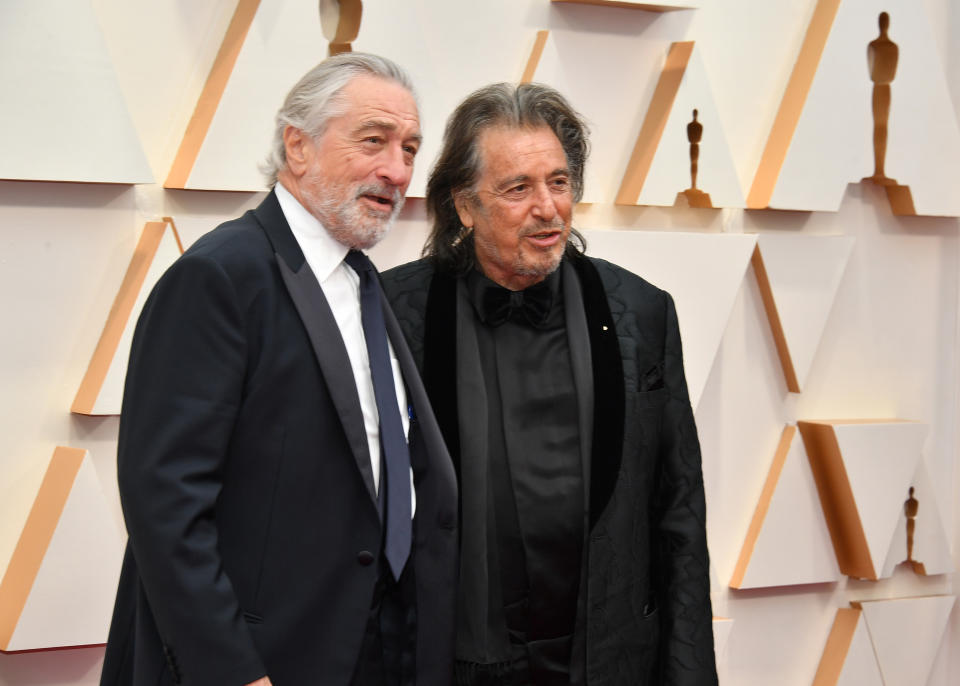 HOLLYWOOD, CALIFORNIA - FEBRUARY 09: (L-R) Robert De Niro and Al Pacino attend the 92nd Annual Academy Awards at Hollywood and Highland on February 09, 2020 in Hollywood, California. (Photo by Amy Sussman/Getty Images)