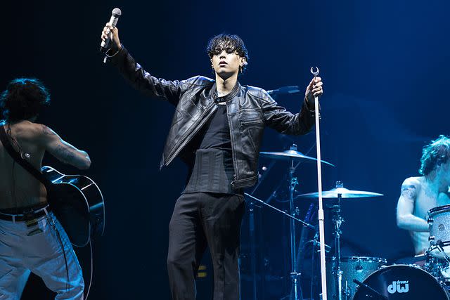 <p>Jeff Hahne/Getty</p> Landon Barker performing on July 14, 2023 in Charlotte, North Carolina.