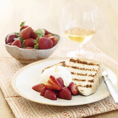 Grilled Angel Food Cake with Strawberries in Balsamic