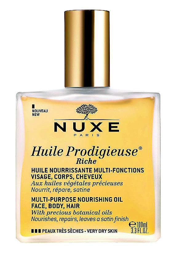 Nuxe Huile Prodigieuse Riche body oil, £32 (uk.nuxe.com)