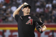 Arizona Diamondbacks pitcher Seth Frankoff throws against the Washington Nationals during the first inning of a baseball game Saturday, May 15, 2021, in Phoenix. (AP Photo/Rick Scuteri)