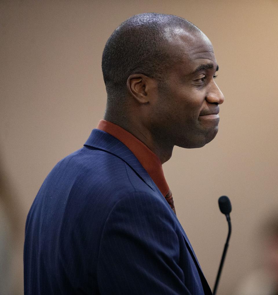 Dr. Joseph Ladapo responds to questions posed by Florida senators on the Senate Ethics and Elections Committee during a confirmation hearing Tuesday, Feb. 8, 2022, in Tallahassee.